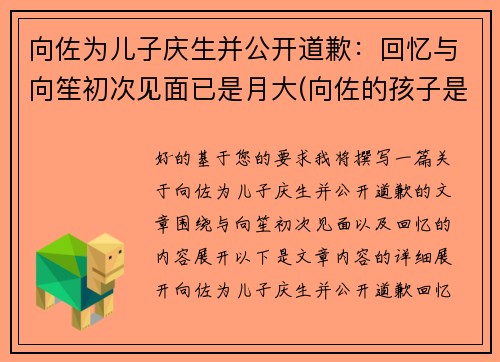 向佐为儿子庆生并公开道歉：回忆与向笙初次见面已是月大(向佐的孩子是男孩还是女孩)